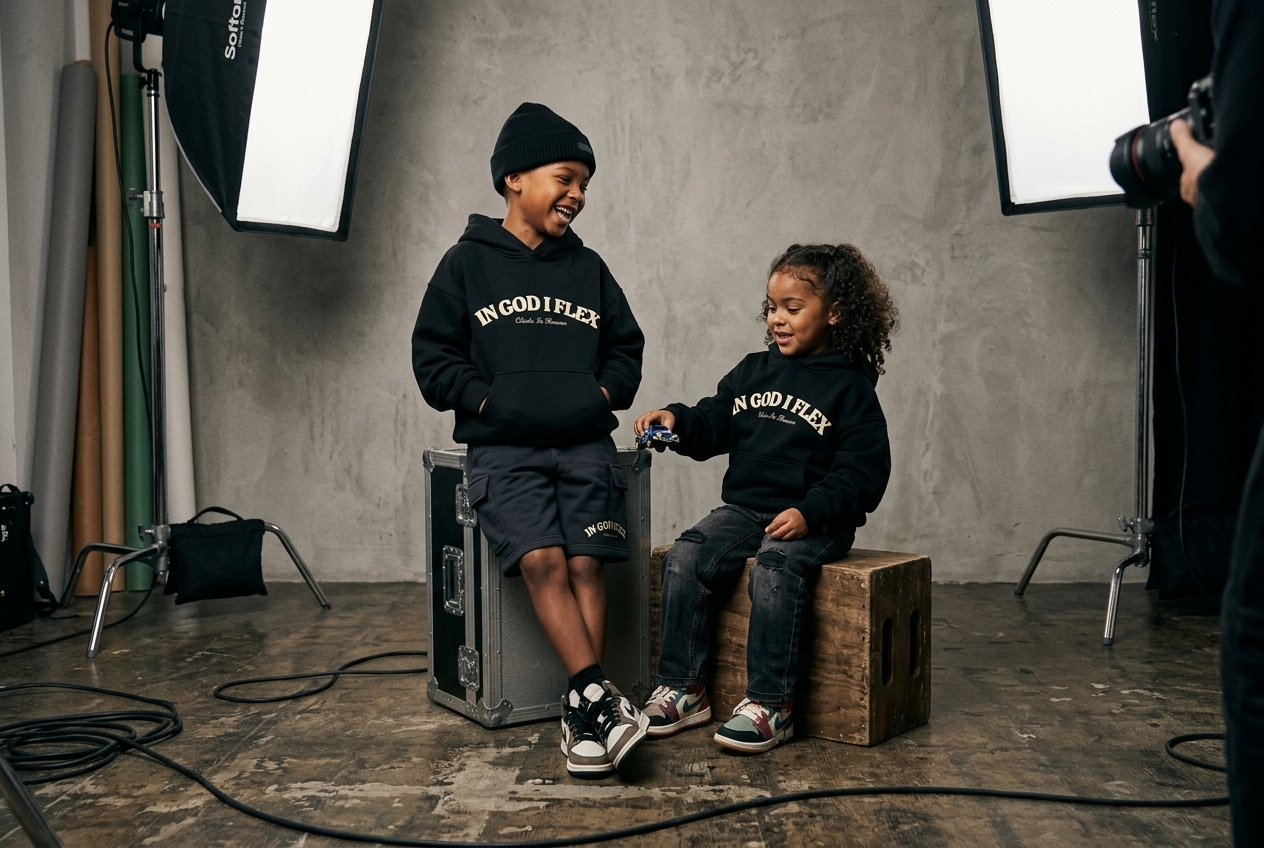 Kids lifestyle — IN GOD I FLEX kids line placeholder